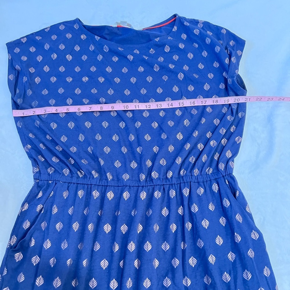 Boden Midi T-Shirt Dress Pockets Odile Jersey French Navy Palm Tile Foil sz 12p - Picture 10 of 13